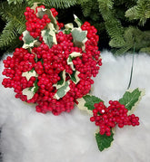 Crenguță artificială de Crăciun cu bobițe roșii 12/set